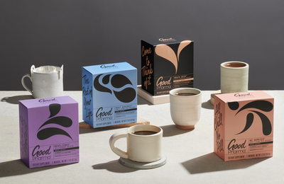 Brain Gain mushroom coffee for focus, Resilience green tea for immunity strength, No Worries stress relief tea, Rest Assured sleep tea